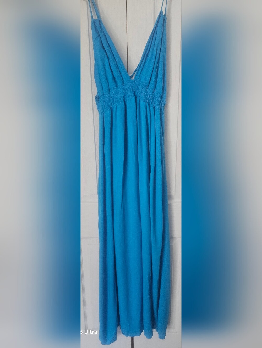 NWT TIMILY Elegant blue sleeveless maxi dress with a deep V-neck Size Large - Picture 5 of 13
